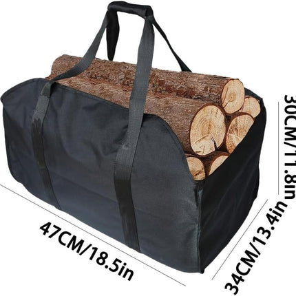 Foldable Polyester Firewood Carrier with Handles and Drawstring Closure
