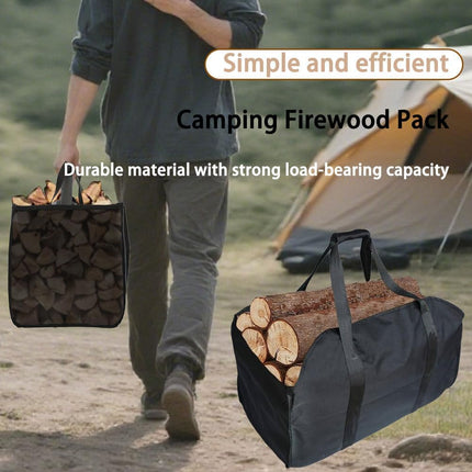 Foldable Polyester Firewood Carrier with Handles and Drawstring Closure