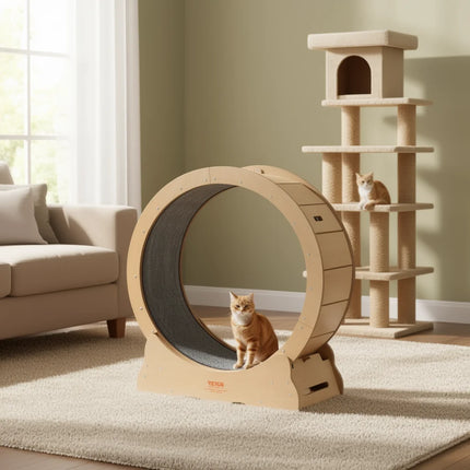 QuietStride Wooden Cat Exercise Wheel