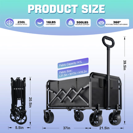 Collapsible Camping Wagon with Table & Swivel Wheels