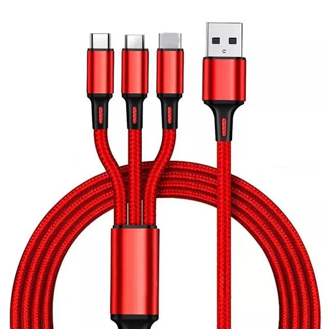1.2 m 3-in-1 Nylon Braided Multi-Device Charging Cable