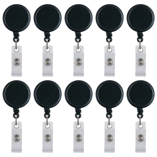 Retractable ID Badge Reels with Swivel Clips — 100-Pack