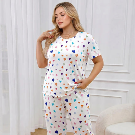 Women’s Cartoon-Print Short-Sleeve Pajama Set