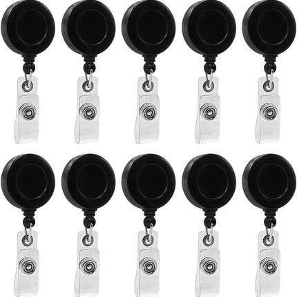 Retractable ID Badge Reels with Swivel Clips — 100-Pack