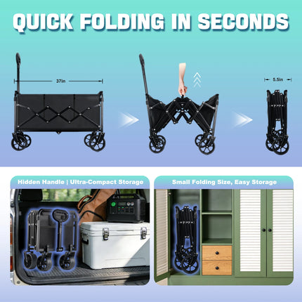 Collapsible Camping Wagon with Table & Swivel Wheels