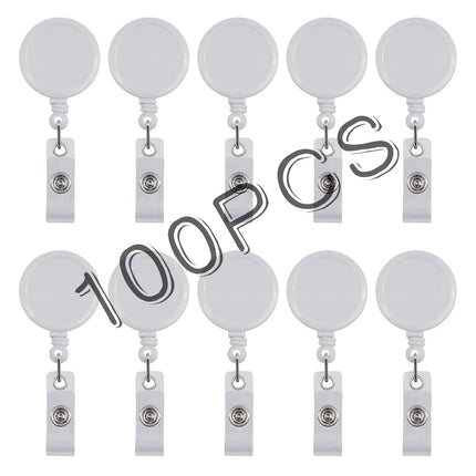 Retractable ID Badge Reels with Swivel Clips — 100-Pack