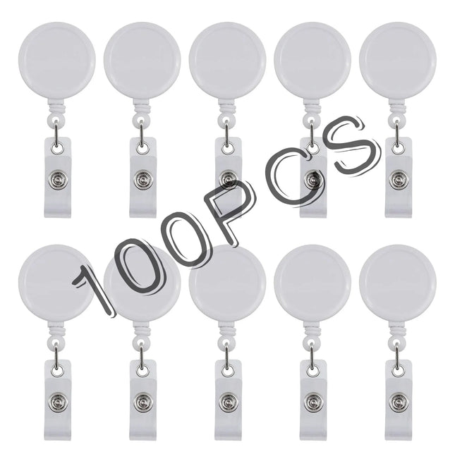 Retractable ID Badge Reels with Swivel Clips — 100-Pack