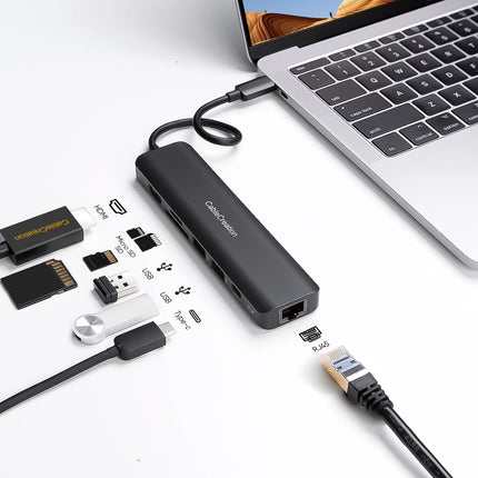 7-Port USB-C Hub with HDMI, Ethernet, and Card Reader