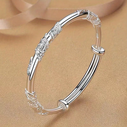 Engraved Silver-Plated Copper Bangle