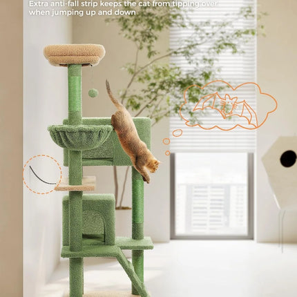 56.2-Inch Multi-Level Cat Tower with Hammock & Condos