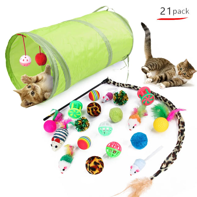 Cat Tunnel and Plush Mouse Toy Set