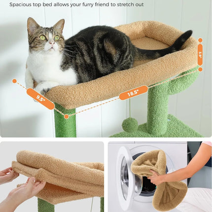 56.2-Inch Multi-Level Cat Tower with Hammock & Condos
