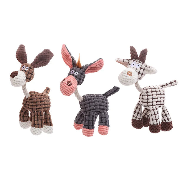 Plush Squeaker Dog Toy with Rubber Chew Surface