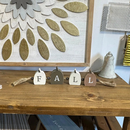 Fall Pumpkin Table Signs with Beads and Tassels — 4-Piece