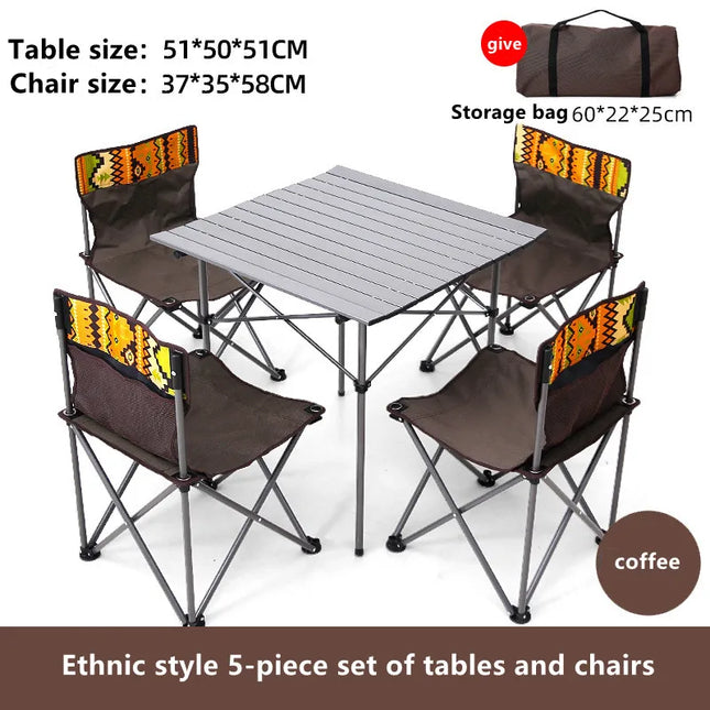 Foldable Aluminum Camping Table and Chair Set