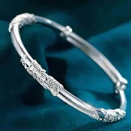 Engraved Silver-Plated Copper Bangle