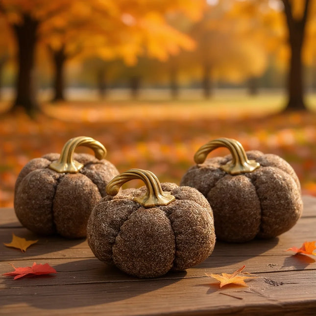 Brown Pumpkin Ornaments — Set of 3