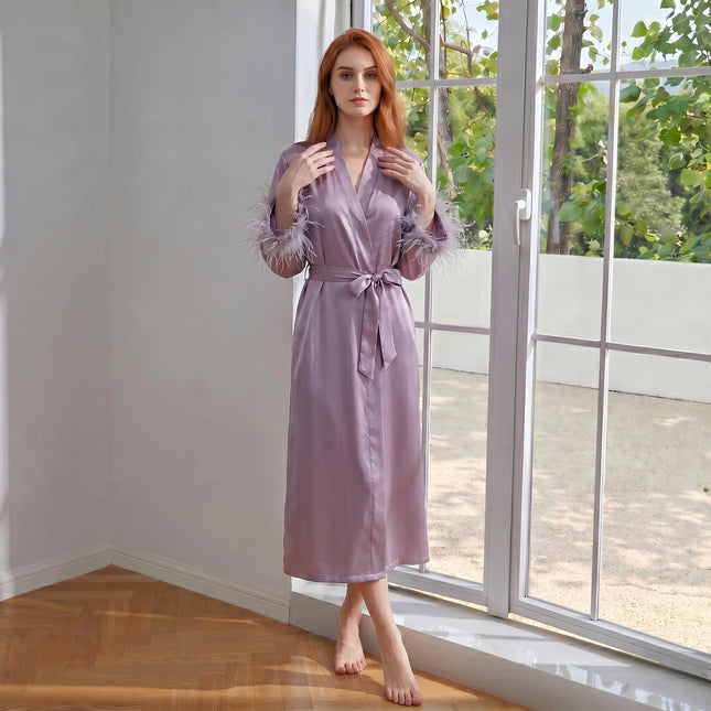 Women’s Acetate V-Neck Color-Block Robe