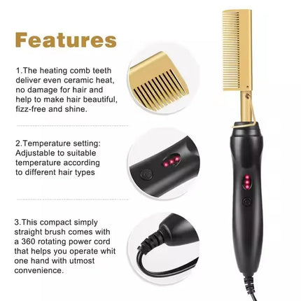 Portable Adjustable-Heat Electric Hot Comb