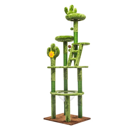 72-Inch Cactus Cat Tree with Capsule & Scratching Posts