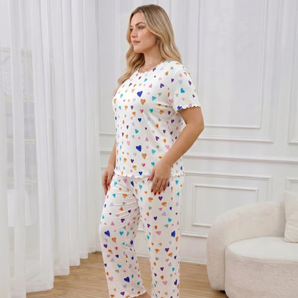 Women’s Cartoon-Print Short-Sleeve Pajama Set