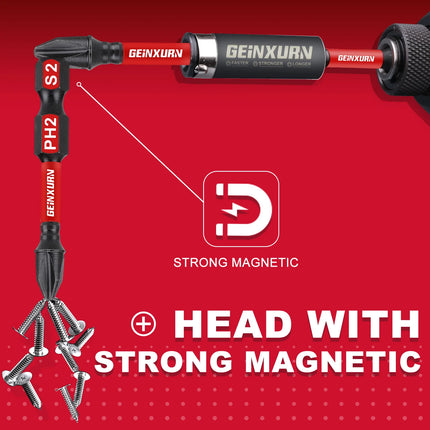 GEINXURN Impact Tough PH2 Magnetic Screwdriver Bit Set – 10 Piece