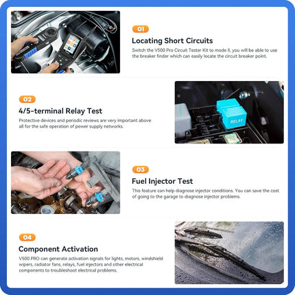 VDIAGTOOL V500 PRO Circuit Probe and Battery Tester