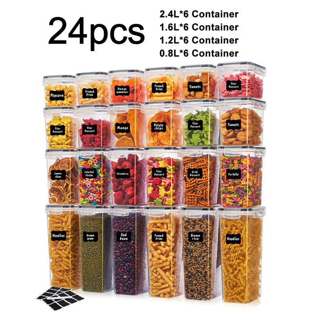 Clear Stackable Pantry Canister Set with Labels