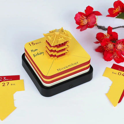 2027 Yellow Crane Tower 3D Paper-Cut Calendar