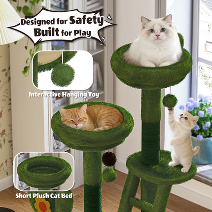 72-Inch Cactus Cat Tree with Capsule & Scratching Posts