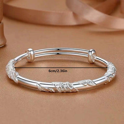 Engraved Silver-Plated Copper Bangle