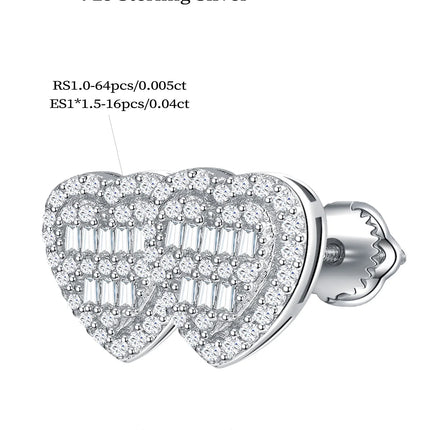Sterling Silver Moissanite Heart Stud Earrings