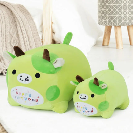 Green Cow Plush Pillow with PP Cotton Filling