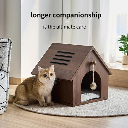 Wooden Indoor Cat House with Ventilated Roof
