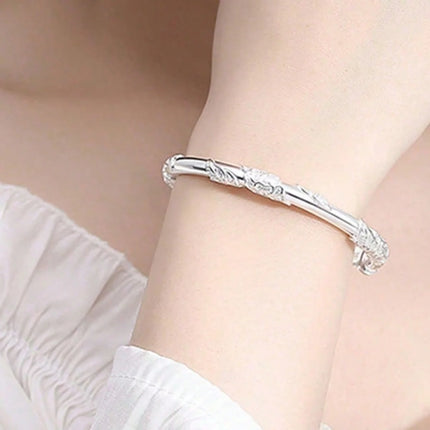Engraved Silver-Plated Copper Bangle