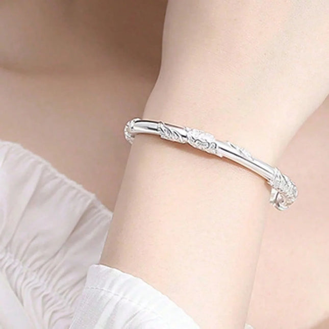 Engraved Silver-Plated Copper Bangle