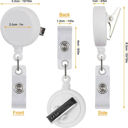 Retractable ID Badge Reels with Swivel Clips — 100-Pack