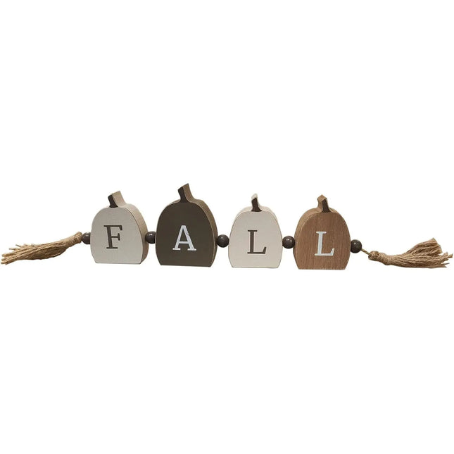 Fall Pumpkin Table Signs with Beads and Tassels — 4-Piece