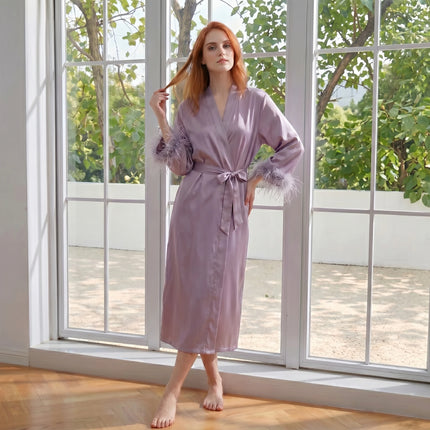 Women’s Acetate V-Neck Color-Block Robe
