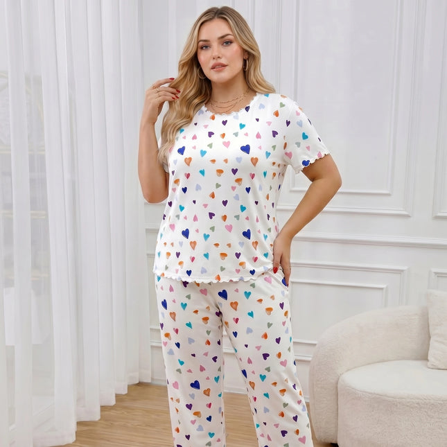 Women’s Cartoon-Print Short-Sleeve Pajama Set