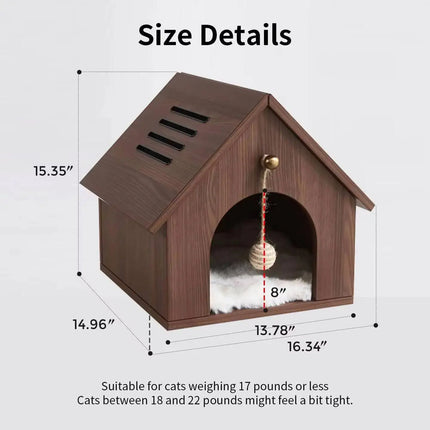 Wooden Indoor Cat House with Ventilated Roof