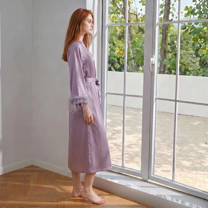 Women’s Acetate V-Neck Color-Block Robe