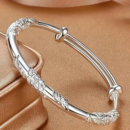 Engraved Silver-Plated Copper Bangle