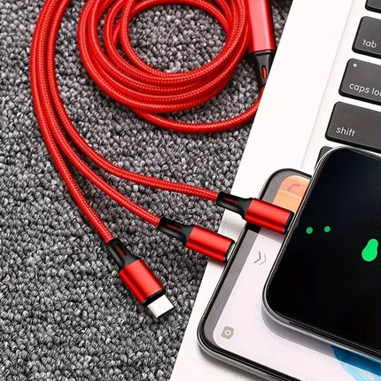 1.2 m 3-in-1 Nylon Braided Multi-Device Charging Cable