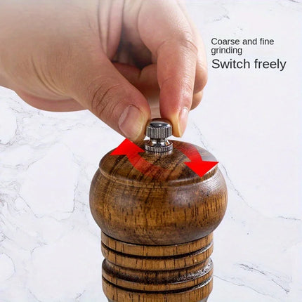 2-Piece Adjustable Wood Pepper Mill Set with Tray