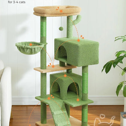 56.2-Inch Multi-Level Cat Tower with Hammock & Condos
