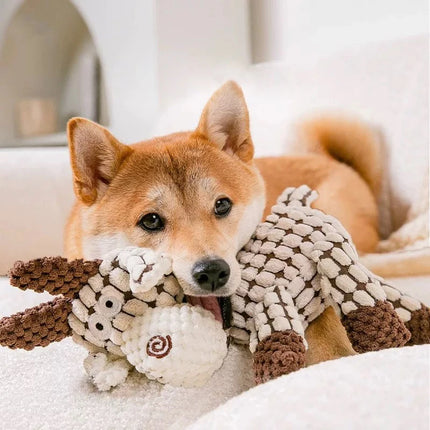 Plush Squeaker Dog Toy with Rubber Chew Surface