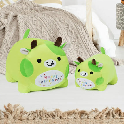 Green Cow Plush Pillow with PP Cotton Filling