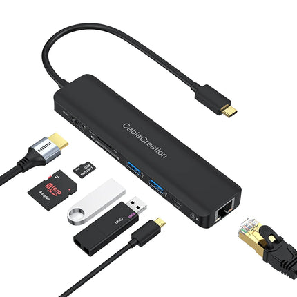 7-Port USB-C Hub with HDMI, Ethernet, and Card Reader