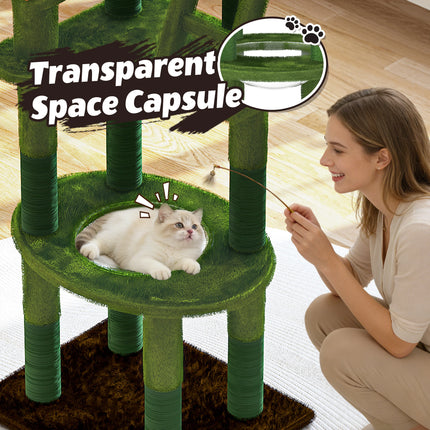 72-Inch Cactus Cat Tree with Capsule & Scratching Posts